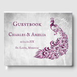 Magenta Peacock Leaf Vine Mariage Livre d'or<br><div class="desc">Enregistrez les invités à votre grande journée avec un livre d'or Magenta Peacock Leaf Vine Wedding Day. Le design du livre d'or est orné d'un arrière - plan gris clair avec un paon magenta vibrant orné d'un embellissement de vigne en feuilles. Papier à lettres mariage supplémentaire disponible avec cette conception...</div>