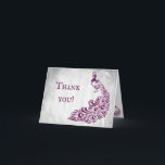 Magenta Peacock Leaf Vine Mariage Merci Cartes<br><div class="desc">Express vos remerciements à la famille et aux invités avec cet élégant carte de remerciements de mariage de Vin Magenta Peacock Leaf. Le design de la carte est composé d'un arrière - plan gris clair avec un paon magenta plein de vie et un embellissement de la vigne. Papier à lettres...</div>