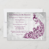 Magenta Peacock Leaf Vine Rehearsal Dinner Invite Kaart (Voorkant)