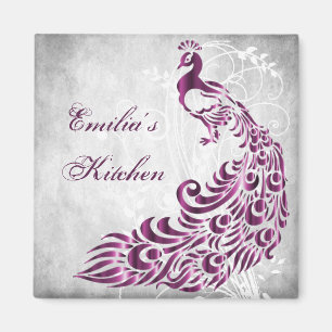 Magenta Peacock Magnet personnalisé