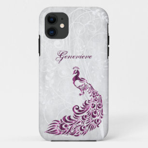 Magenta Peacock Personnalisé iPhone 11 Coque