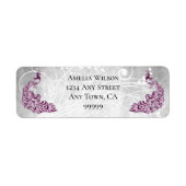 Magenta Peacocks adreslabel Etiket (Voorkant)