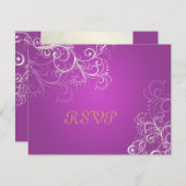 Magenta/Pearl wervelingen RSVPs vereisen 5x7 uitno RSVP Kaartje (Voorkant / Achterkant)