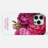 Magenta Peony Floral iPhone Hoesje (Achterkant horizontaal)