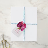 Magenta Peony Floral Wedding Cadeaulabel (Met Touw)
