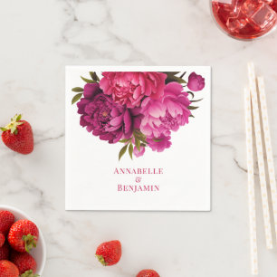 Magenta Peony Floral Wedding Servet
