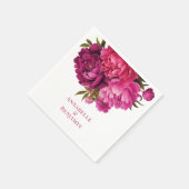 Magenta Peony Floral Wedding Servet (Hoek)