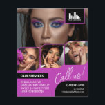 Magenta Photo Collage Logo QR Maquillage Promotion<br><div class="desc">Flyer recto verso pour un maquilleur, un peintre à ongles, un styliste de cheveux ou une profession similaire où vous devez présenter votre travail dans un collage photo rétro avec bordures magenta et arrière - plan magenta. Personnalisez avec votre logo et sur le dos une photo supplémentaire et votre code...</div>