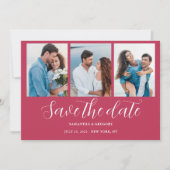 Magenta Photo Collage Wedding Save The Date (Voorkant)