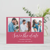 Magenta Photo Collage Wedding Save The Date (Staand voorkant)