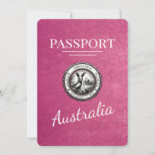 Magenta Pink Australia Passport Bewaar de datum Save The Date (Voorkant)