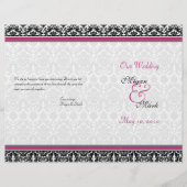 Magenta Pink Black Damask Wedding Program (Voorkant)