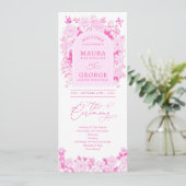 Magenta Pink Chinoiserie Floral Wedding Programme (Debout devant)