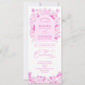Magenta Pink Chinoiserie Floral Wedding Programme (Devant)