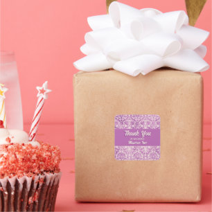 Magenta Pink Damask Vierkante Sticker