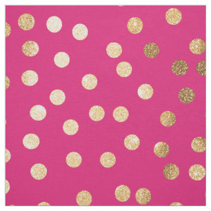 Magenta Pink en Gold Glitter City Stippen Stof