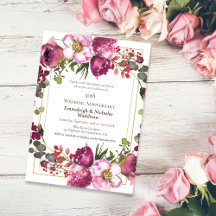 Magenta Pink Floral 50e bruiloft Jubileum