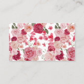 Magenta Pink Floral Weddenschap Visitekaartje (Achterkant)
