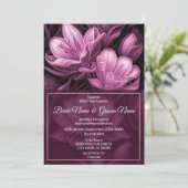 Magenta Pink Floral Wedding Kaart (Staand voorkant)