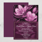 Magenta Pink Floral Wedding Kaart (Voorkant / Achterkant)