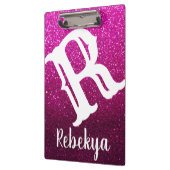 Magenta Pink Glitter Ombre Sparkles Monogram Klembord (Links)