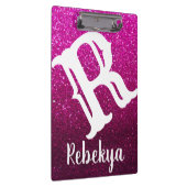 Magenta Pink Glitter Ombre Sparkles Monogram Klembord (Rechts)
