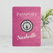 Magenta Pink Nashville Passport Bewaar de datum Save The Date (Staand voorkant)