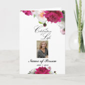 Magenta Pink Peony uitvaartprogramma Programma (Voorkant)