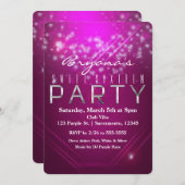 Magenta Pink Sparkle Club FEESTUITNODIGING Kaart (Voorkant / Achterkant)