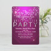 Magenta Pink Sparkle Club FEESTUITNODIGING Kaart (Staand voorkant)