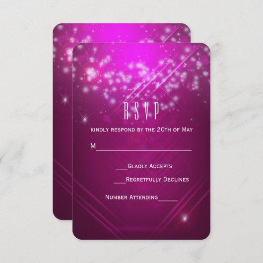 Magenta Pink Sparkle Club Vibe Party RSVP-kaart RSVP Kaartje (Voorkant / Achterkant)
