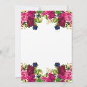 Magenta Pink Waterverf Floral Commune Kaart (Achterkant)