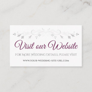 Magenta Plum Elegant Wedding Bezoek onze website Informatiekaartje