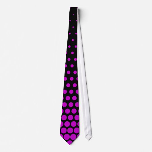 Magenta Polka Dots Modern Black Stropdas (Voorkant)