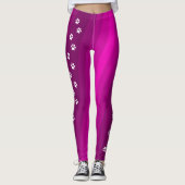 Magenta Pootafdruk Gestreepte Gym Oefen Yoga Broek Leggings (Voorkant)