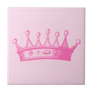 Magenta Princess Crown on Pink Background Tegeltje