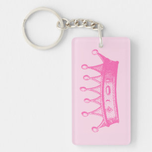 Magenta Princess Crown op roze achtergrond Sleutelhanger