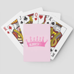 Magenta Prinsessenkroon op Roze Achtergrond Pokerkaarten