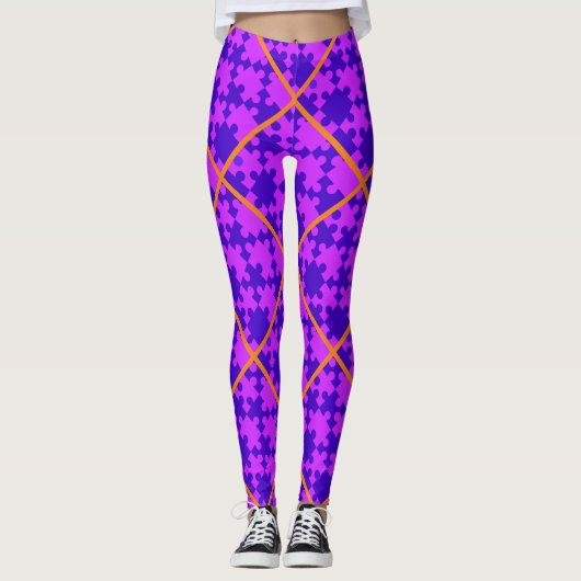 Magenta puzzel leggings (Voorkant)