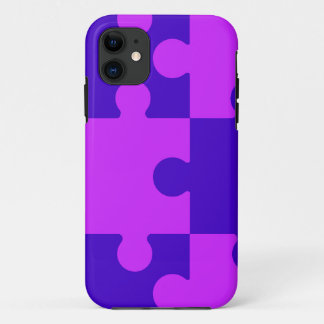 Magenta puzzle-telefoondraagtas iPhone 11 hoesje
