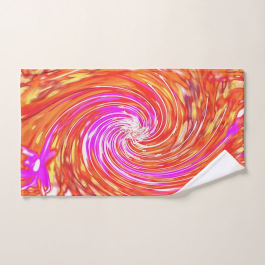 Magenta rétro et couleurs d'automne florale (Serviette à main)