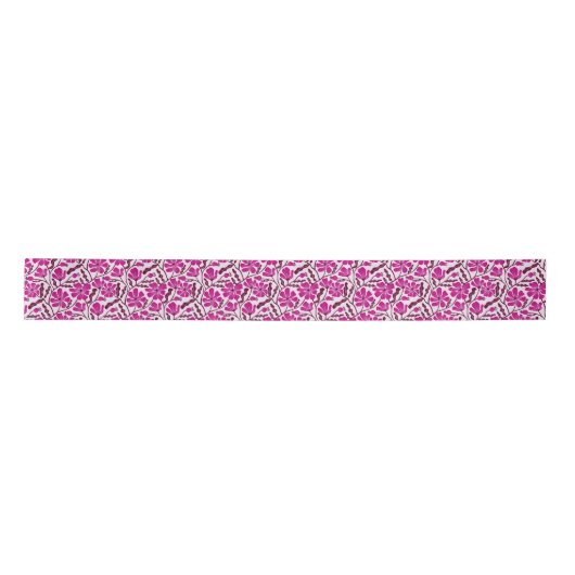 Magenta Retro Hand Drawn Floral Pattern Lint (Voorkant)