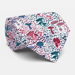 Magenta Retro Paddestoel Stropdas