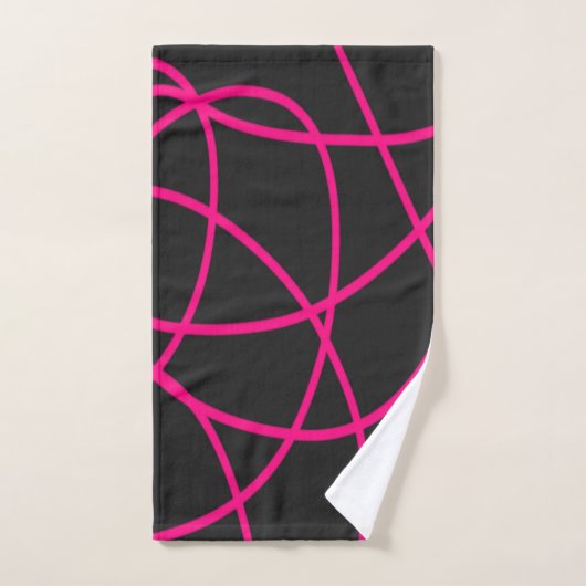 Magenta Ribbons op Zwart Bad Handdoek (Handdoek)