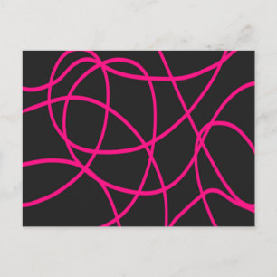 Magenta Ribbons op Zwart Briefkaart