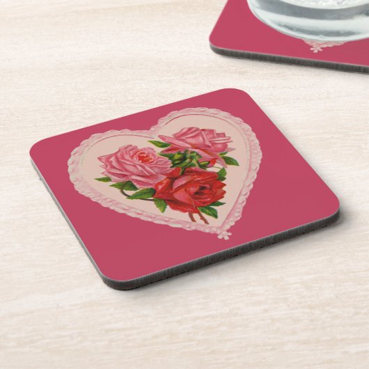 Magenta Roos Harde Valentijn Bier Onderzetter (Linkerzijde)