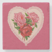Magenta  Roos Harde Valentijn Stenen Onderzetter (Voorkant)
