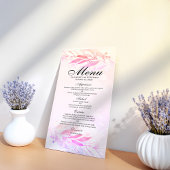 Magenta Rose Aquarelle Feuille Floral Mariage Menu