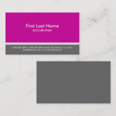 Magenta rose gris rayé cartes de visite personnali (Devant / Derrière)