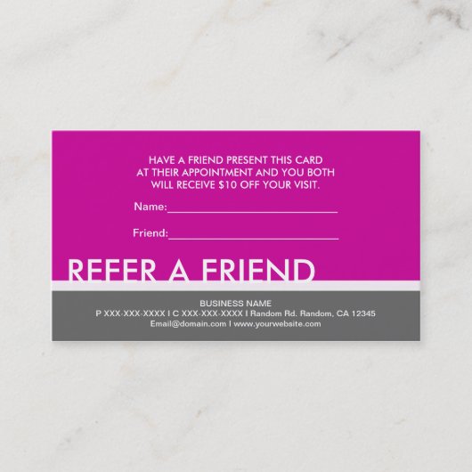 Magenta rose gris simple référencer une carte d'am (Devant)